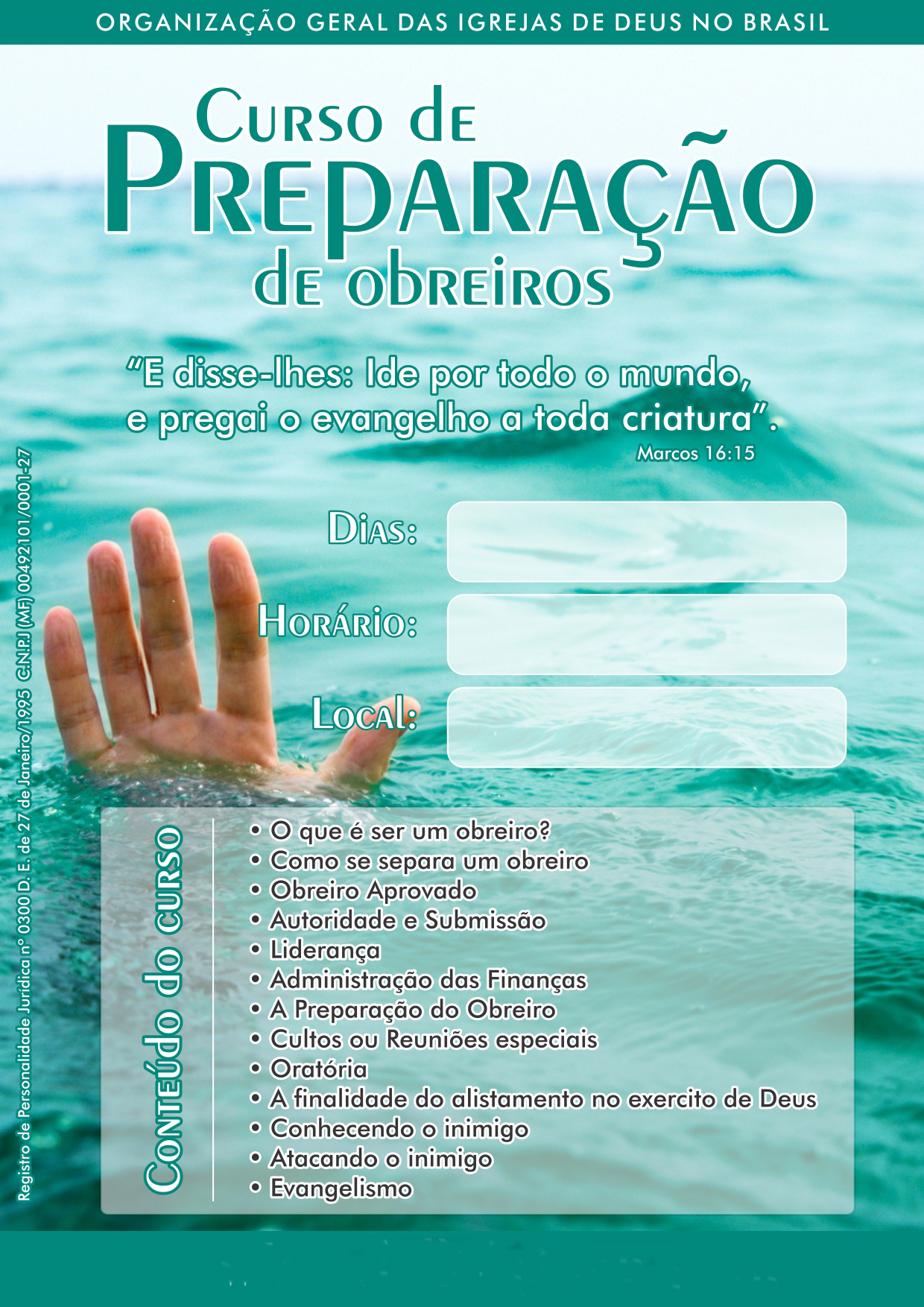 Capa do curso de obreiro da Igreja de Deus